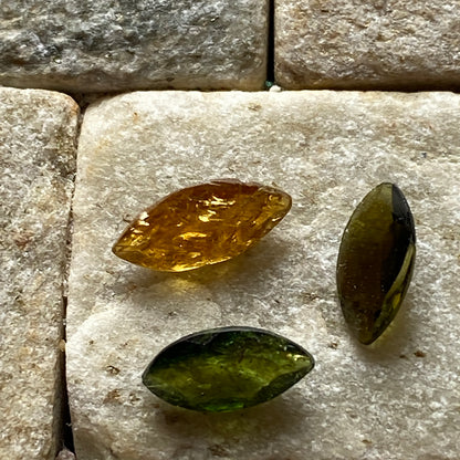 TOURMALINE NATURAL MINED GEMSTONES x 3 - ALTO LIGONNA, MOZAMBIQUE 2.00Ct MFG5345