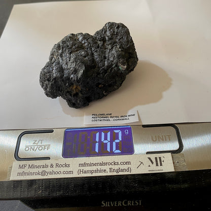 PSILOMELANE : RESTORMEL ROYAL IRON MINE, LOSTWITHIEK, CORNWALL. 142g  MF5194