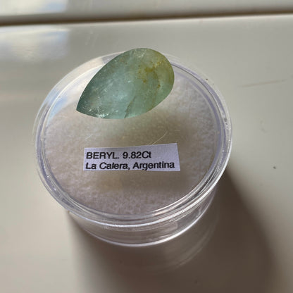 AQUAMARINE BERYL NATURAL GEMSTONE - LA ESTERANZA MINE, ARGENTINA 9.82Ct MFG5347