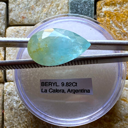 AQUAMARINE BERYL NATURAL GEMSTONE - LA ESTERANZA MINE, ARGENTINA 9.82Ct MFG5347