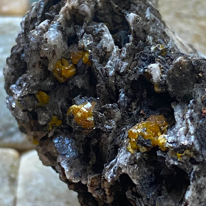 WULFENITE [ETC] ON BARYTE : LES O MINE, DRAA-TAFILALET, MOROCCO. 58g MF5196