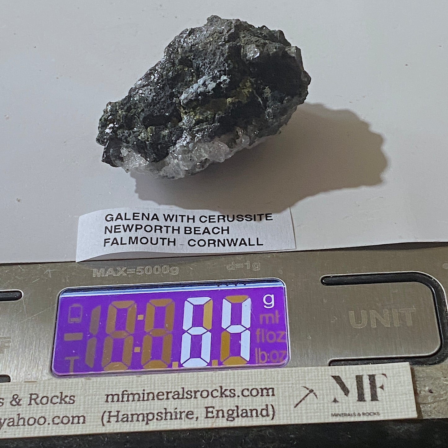 GALENA WITH CERUSSITE : NEWPORTH BEACH, FALMOUTH, CORNWALL  84g MF5197