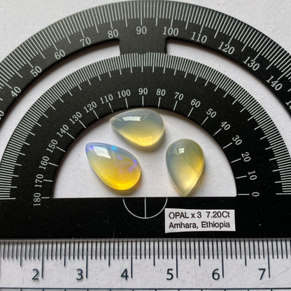 OPAL NATURAL MINED GEMSTONES x 3 - WEGELTENA, ETHIOPIA 7.20Ct MFG5352