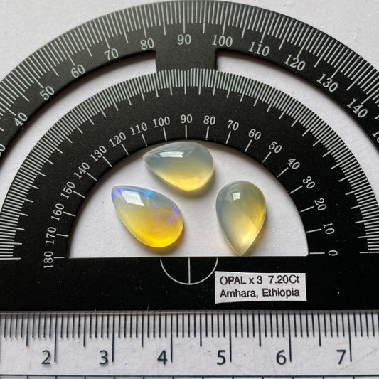 OPAL NATURAL MINED GEMSTONES x 3 - WEGELTENA, ETHIOPIA 7.20Ct MFG5352