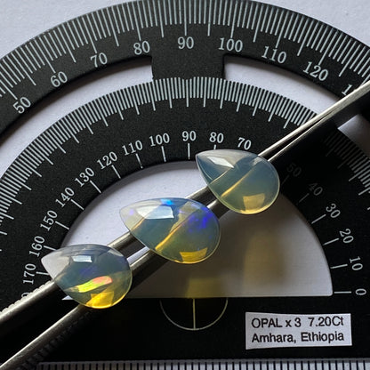 OPAL NATURAL MINED GEMSTONES x 3 - WEGELTENA, ETHIOPIA 7.20Ct MFG5352