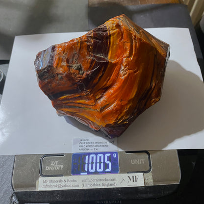 IMPRESSIVE LARGE JASPER FROM CAVE CREEK, PALO VERDE MTS, ARIZONA U.S.A. 1005g MF5200
