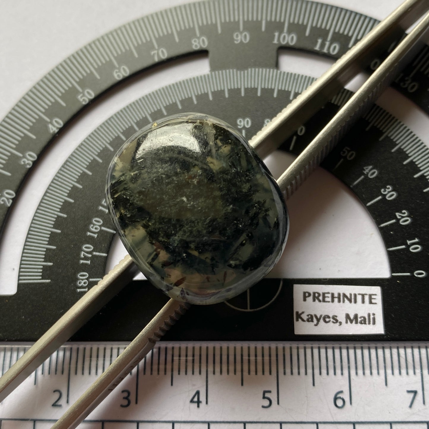 PREHNITE GEMSTONE WITH LANDSCAPE INCLUSIONS - KAYES REGION, MALI, AFRICA LARGE 53.53Ct MFG5358