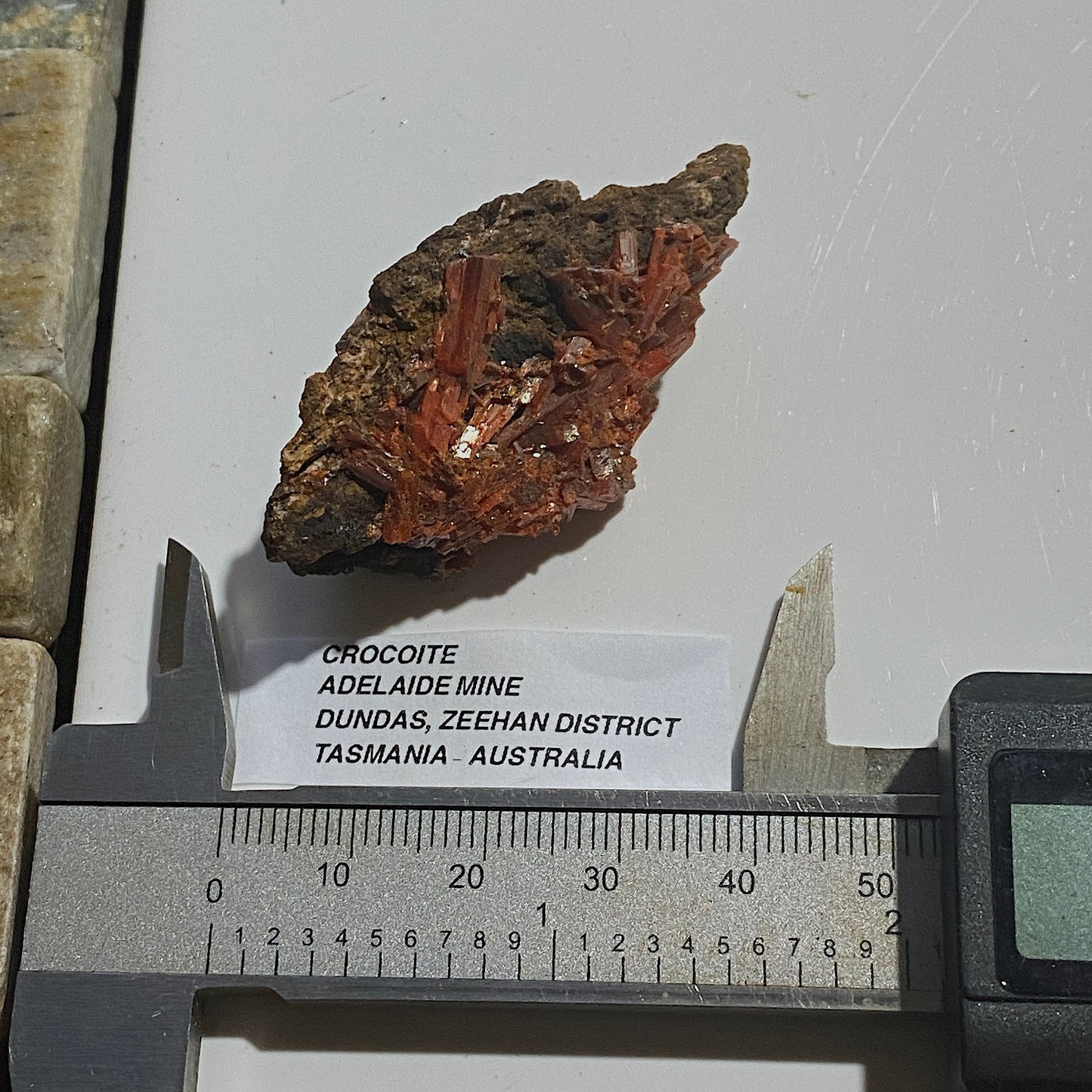 CROCOITE : ADELAIDE MINE, DUNDAS, ZEEHAN, TASMANIA, AUSTRALIA 18g MF5204