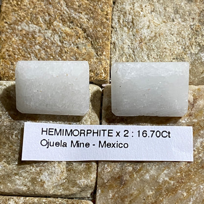 HEMIMORPHITE GEMSTONES x PAIR : OJUELA MINE, MAPIMI, MEXICO 16.70Ct MFG5481