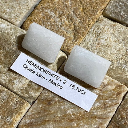 HEMIMORPHITE GEMSTONES x PAIR : OJUELA MINE, MAPIMI, MEXICO 16.70Ct MFG5481