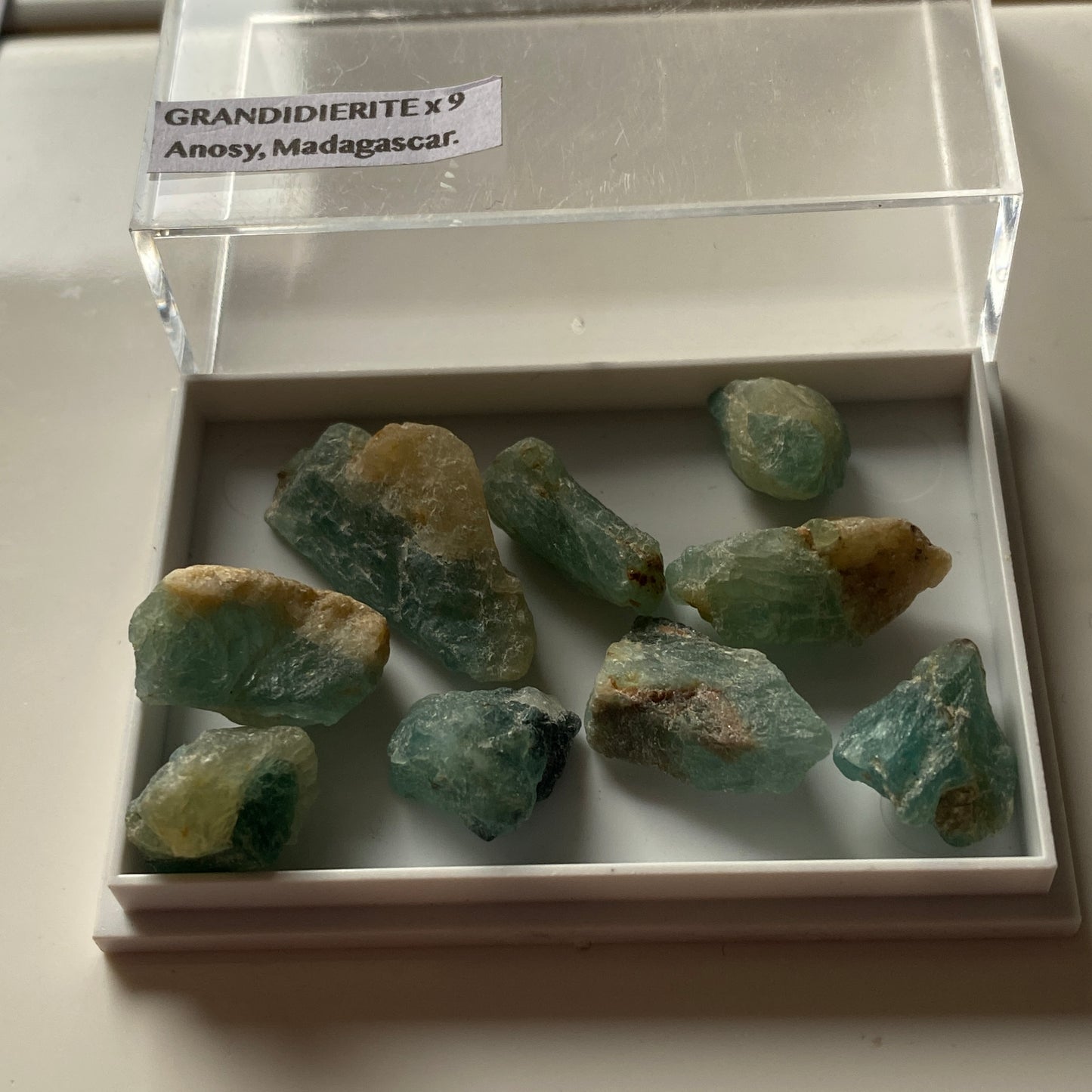 GRANDIDIERITE RARE ROUGH GEMSTONES X 9 - VOHIBOLA, ANOSY, MADAGASCAR 59Ct MFG5360