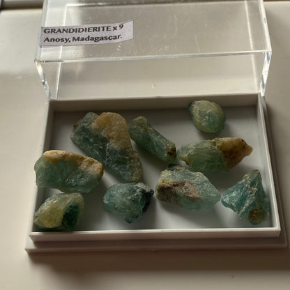 GRANDIDIERITE RARE ROUGH GEMSTONES X 9 - VOHIBOLA, ANOSY, MADAGASCAR 59Ct MFG5360