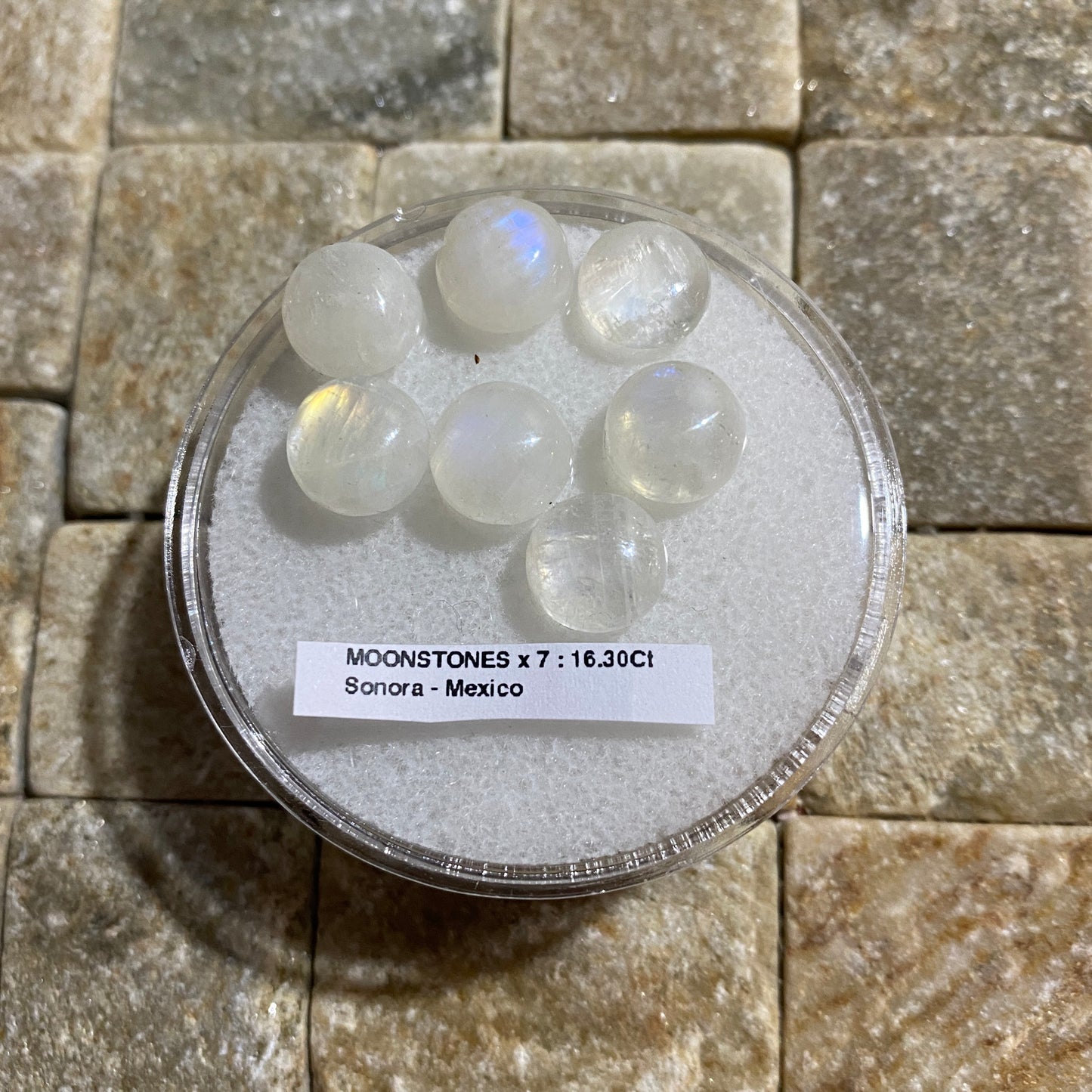 MOONSTONE [ ORTHOCLASE]  GEMSTONES x 7 : SONORA, MEXICO. 16.30Ct MFG5483