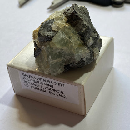 GALENA WITH FLUORITE - BOLTSBURN MINE, CO DURHAM, ENGAND. 167g. MF4207