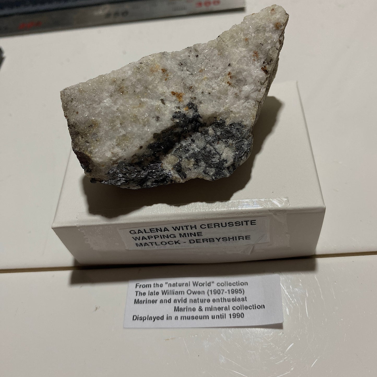 GALENA WITH CERUSSITE [ETC] : WAPPING MINE, MATLOCK, DERBYSHIRE. 110g MF5211
