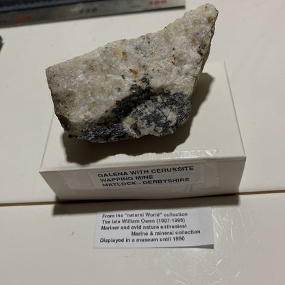 GALENA WITH CERUSSITE [ETC] : WAPPING MINE, MATLOCK, DERBYSHIRE. 110g MF5211