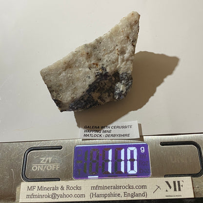 GALENA WITH CERUSSITE [ETC] : WAPPING MINE, MATLOCK, DERBYSHIRE. 110g MF5211