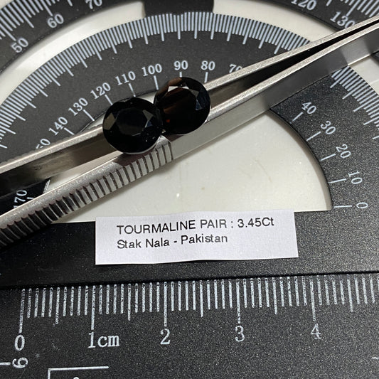 TOURMALINE NATURAL GEMSTONES [PAIR] : STAK NALA, PAKISTAN 3.45Ct MFG5488