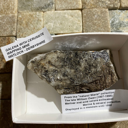 GALENA WITH CERUSSITE [ETC] : WAPPING MINE, MATLOCK, DERBYSHIRE. 110g MF5211