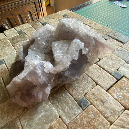 QUARTZ CRYSTALLISATION ON FLUORITE, CAMBOKEELS MINE, CUMBRIA  LARGE 608g MF2035