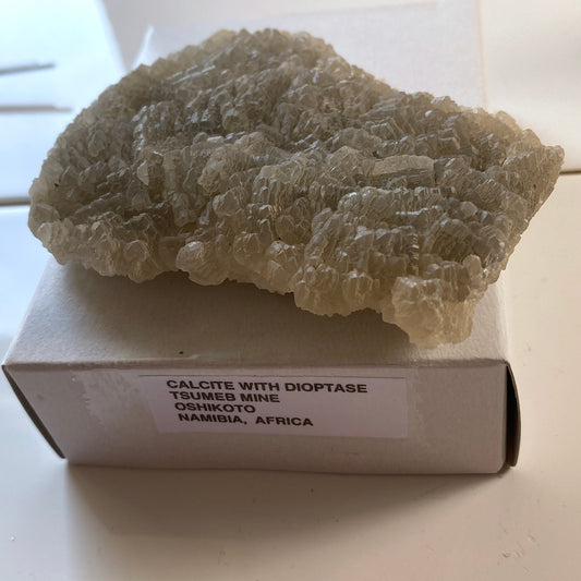 CALCITE [WITH DIOPTASE] FROM TSUMEB MINE, NAMIBIA. 184g MF2019