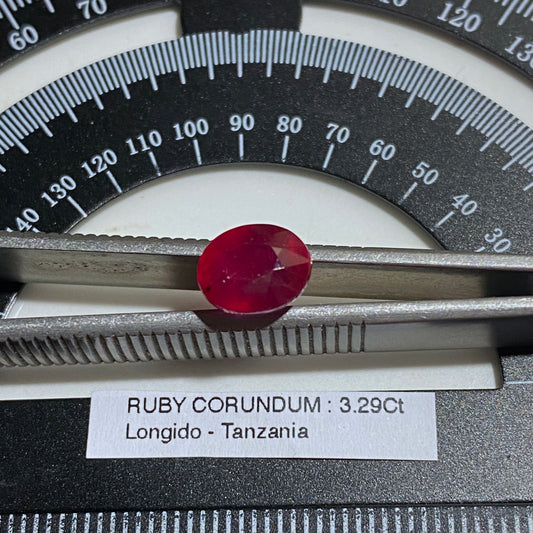 RUBY CORUNDUM NATURAL GEMSTONE : LONGIDO, ARUSHA, TANZANIA 3.29Ct MFG5492