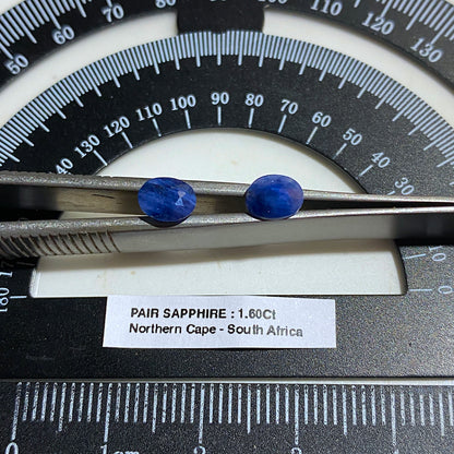 SAPPHIRE CORUNDUM NATURAL GEMSTONES : PAIR FROM NORTHERN CAPE, SOUTH AFRICA 1.60Ct MFG5495