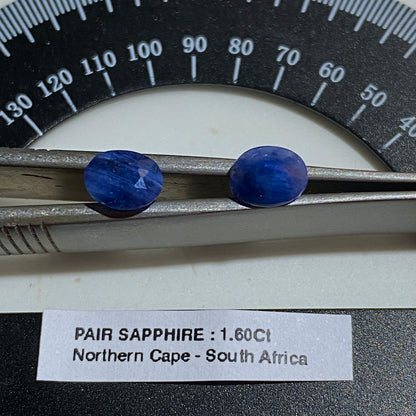 SAPPHIRE CORUNDUM NATURAL GEMSTONES : PAIR FROM NORTHERN CAPE, SOUTH AFRICA 1.60Ct MFG5495