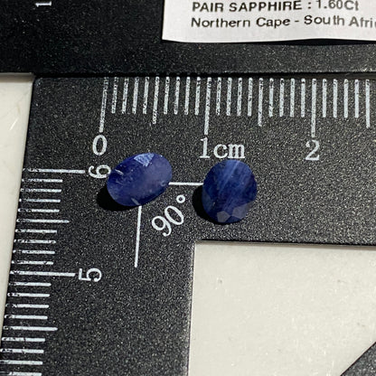 SAPPHIRE CORUNDUM NATURAL GEMSTONES : PAIR FROM NORTHERN CAPE, SOUTH AFRICA 1.60Ct MFG5495
