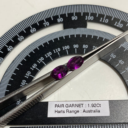 ALMANDINE GARNET NATURAL GEMSTONES x PAIR : HARTS RANGE, NORTHERN TERRITORY, AUSTRALIA 1.92Ct MFG5494Y, AUSTRALIA