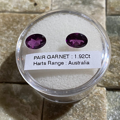 ALMANDINE GARNET NATURAL GEMSTONES x PAIR : HARTS RANGE, NORTHERN TERRITORY, AUSTRALIA 1.92Ct MFG5494Y, AUSTRALIA