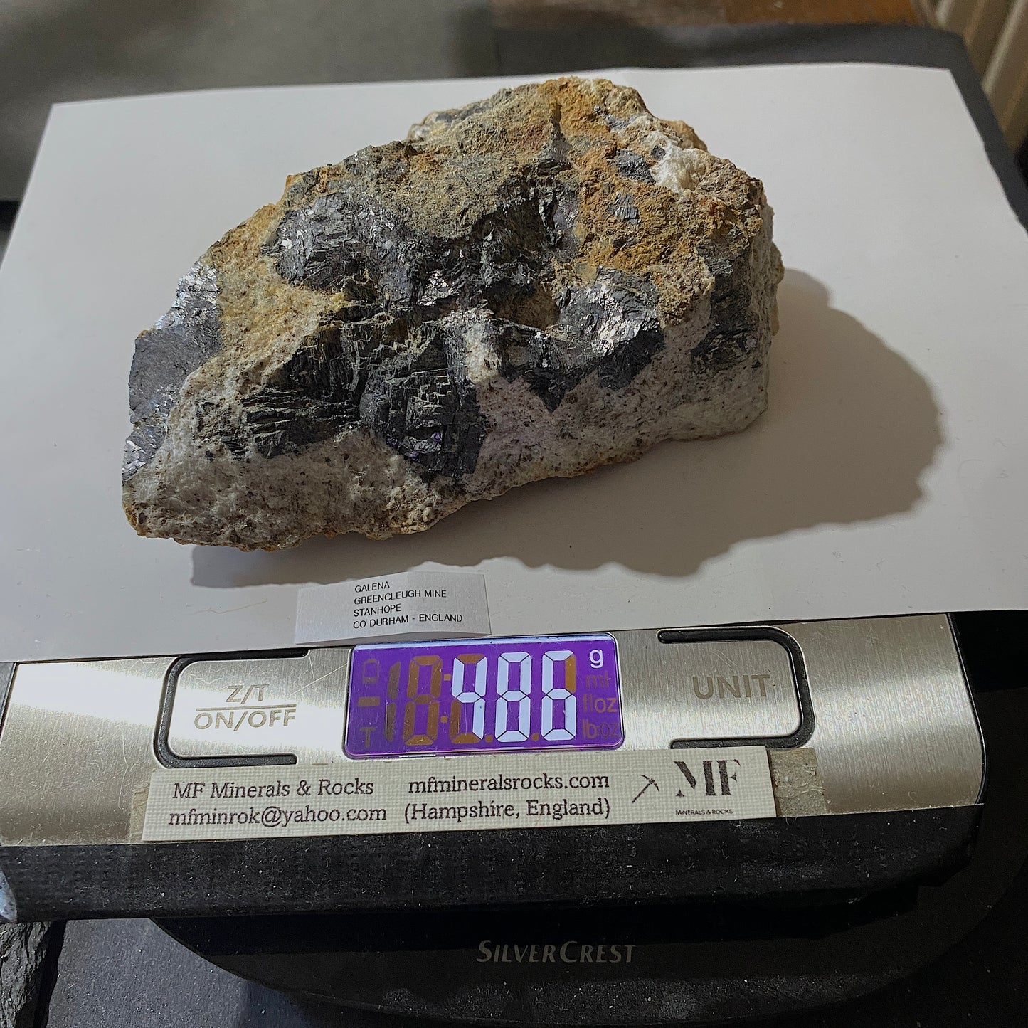 GALENA : GREENCLEUGH MINE, ROOKHOPE, STANHOPE, CO DURHAM, ENGLAND 486g MF5222