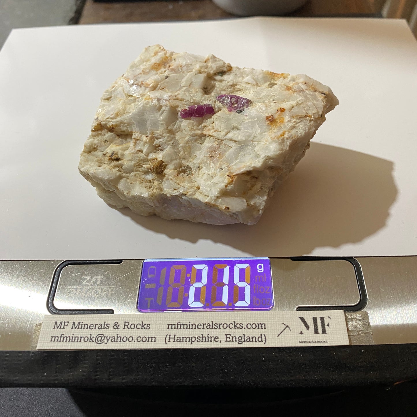 RUBY CORUNDUM ON MARBLE MATRIX : ALIABAD MARBLES, NAGAR, PAKISTAN 215g MF1531