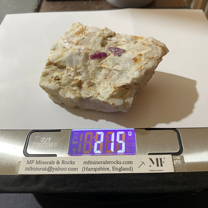 RUBY CORUNDUM ON MARBLE MATRIX : ALIABAD MARBLES, NAGAR, PAKISTAN 215g MF1531