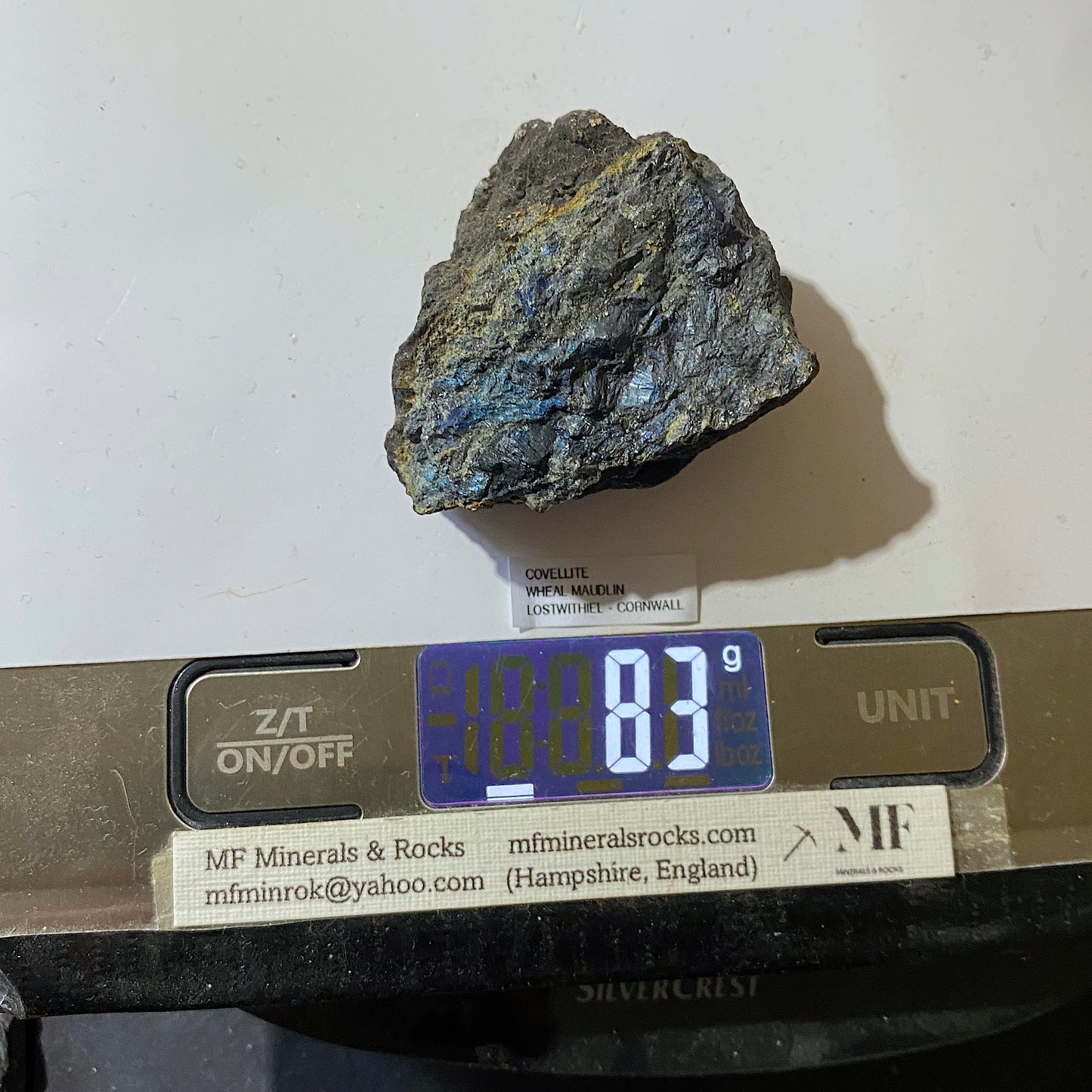 COVELLITE : RARE FROM WHEAL MAUDLIN, LOSTWITHIEL, CORNWALL, ENGLAND. 83g MF5223