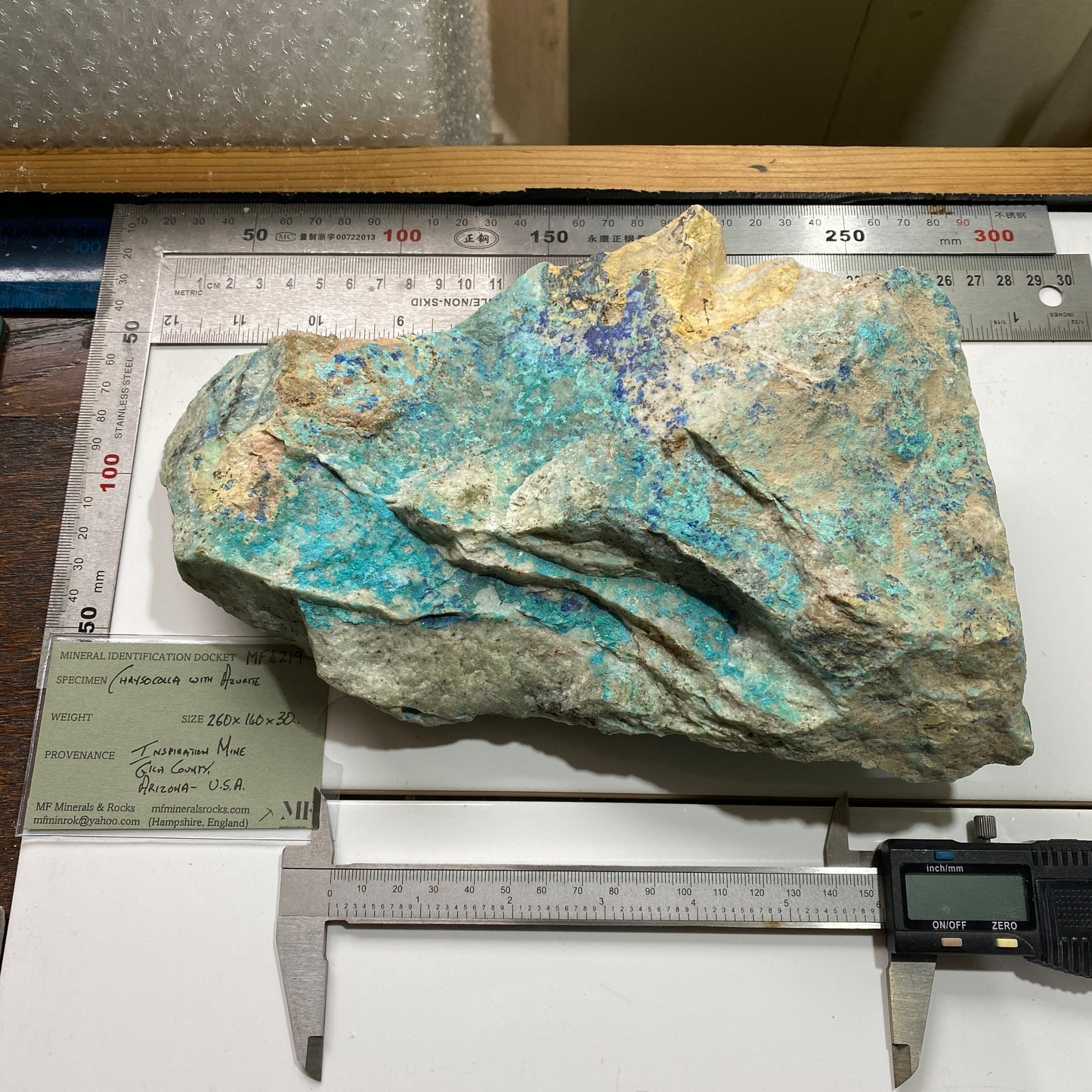 CHRYSOCOLLA WITH AZURITE - INSPIRATION MINE, ARIZONA, U.S.A SUBSTANTIAL 2350g MF4219