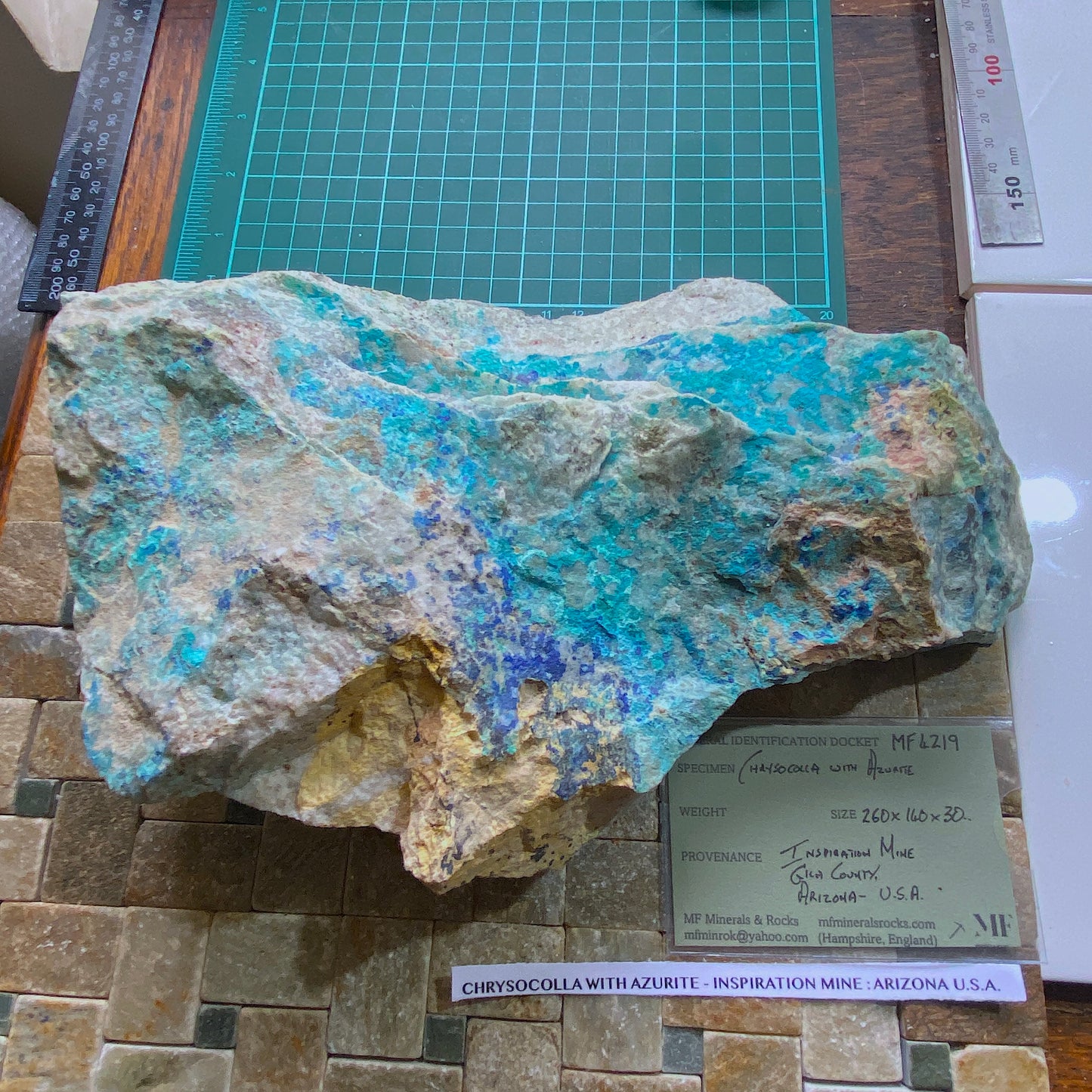 CHRYSOCOLLA WITH AZURITE - INSPIRATION MINE, ARIZONA, U.S.A SUBSTANTIAL 2350g MF4219