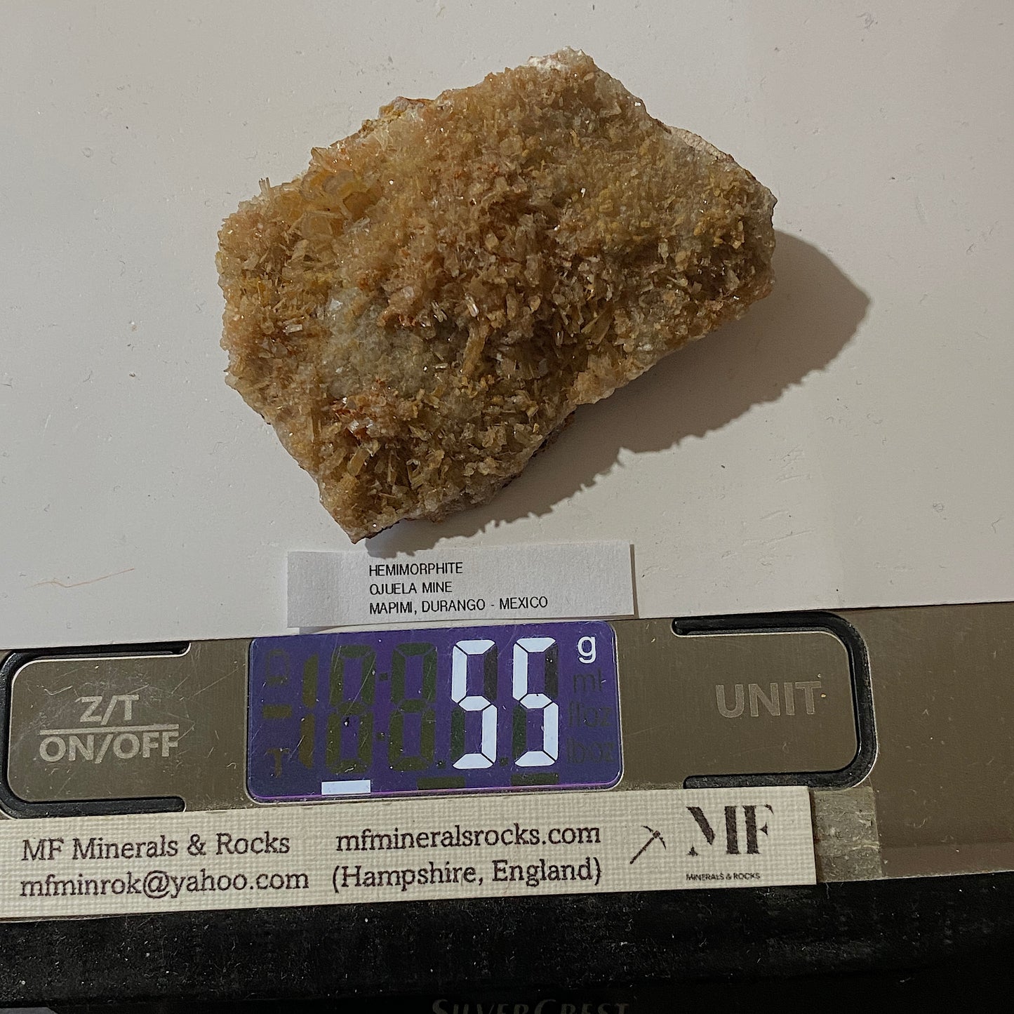 HEMIMORPHITE : OJUELA MINE, MAPIMI, DURANGO, MEXICO. 55g MF5224