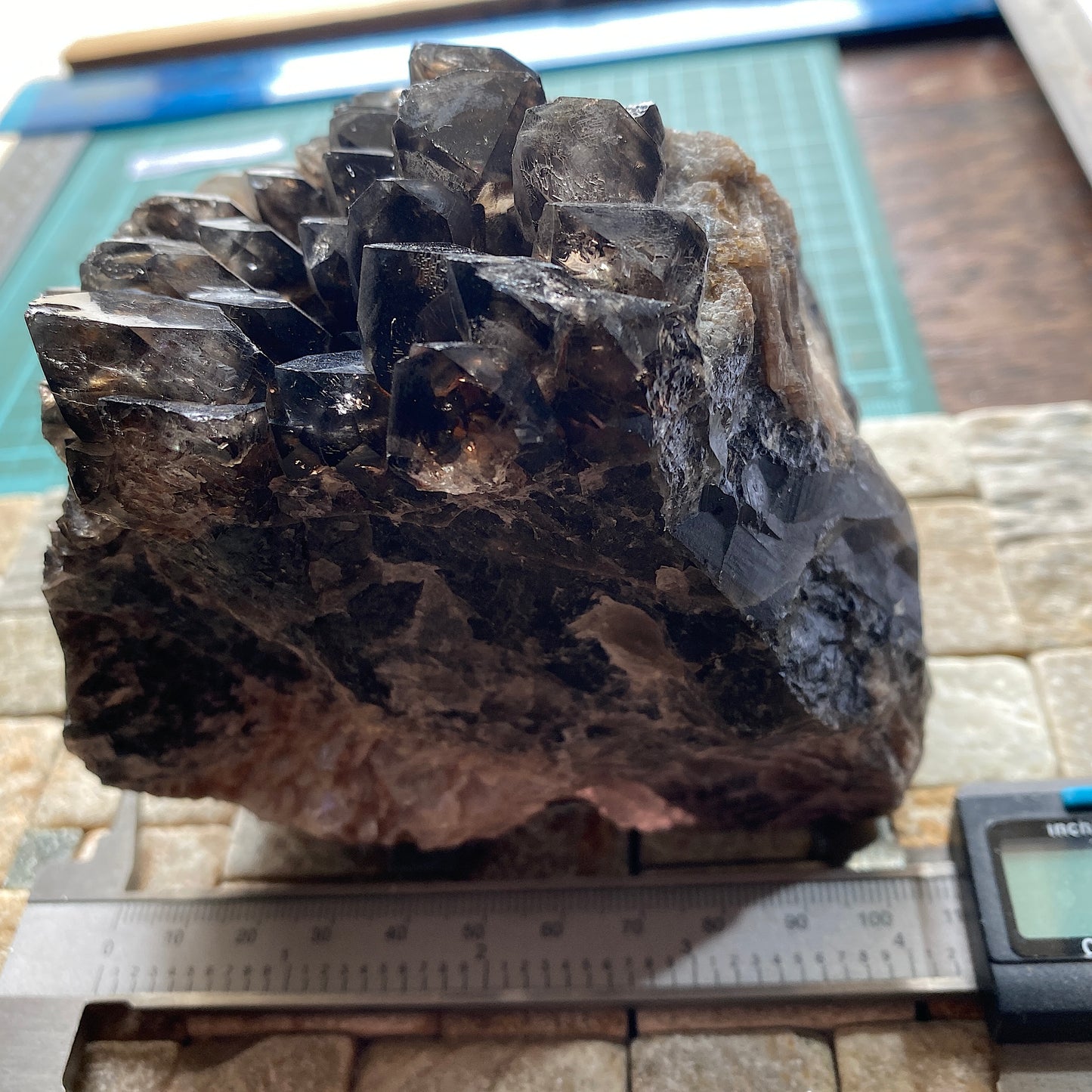 SMOKE QUARTZ CRYSTAL ASSEMBLAGE - MAS SEVER QUARRY, CATEALONIA, SPAIN 1021g MF4440