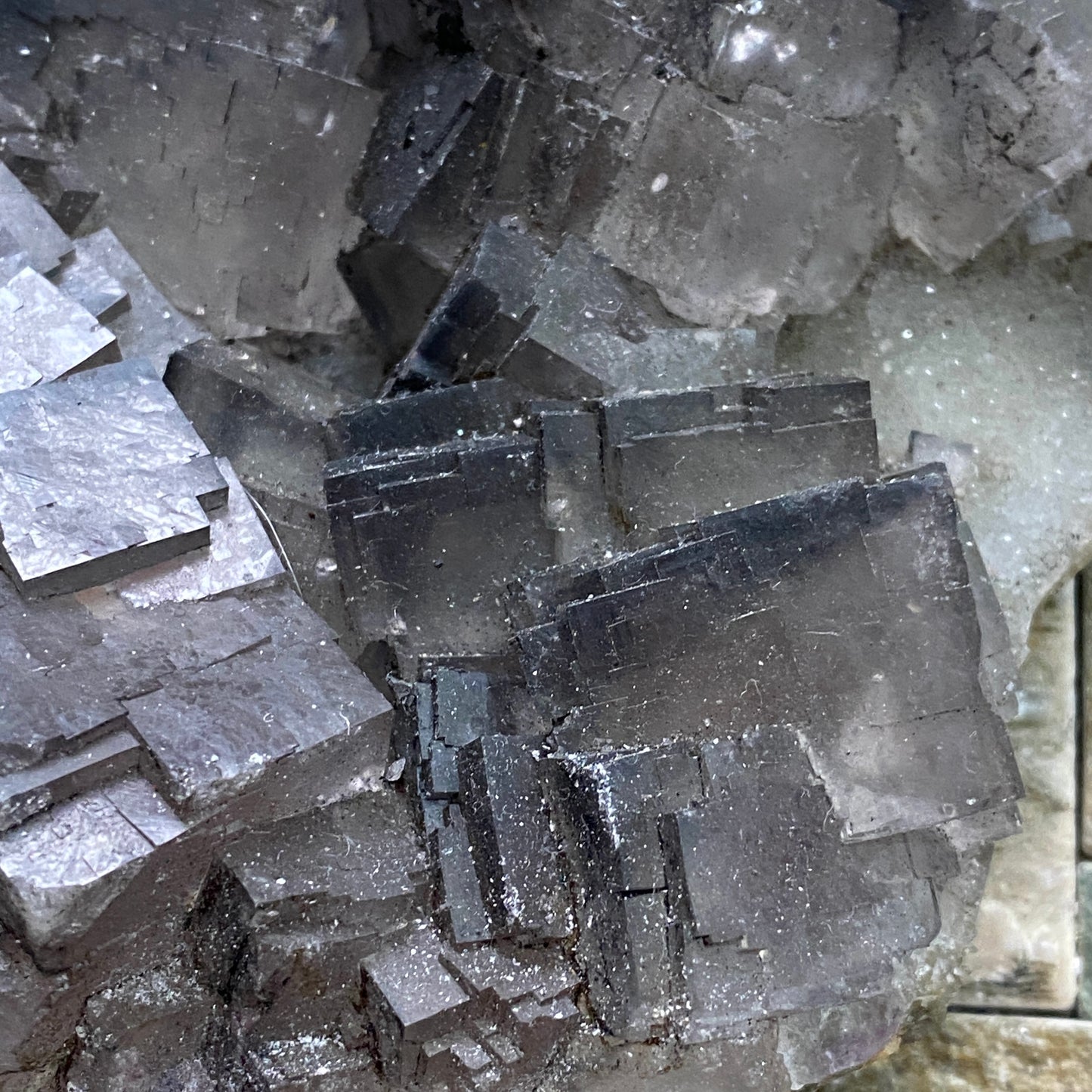 FLUORITE ON QUARTZ - BLACKDENE MINE, IRESHOPEBURN, STANHOPE, CO. DURHAM, ENGLAND