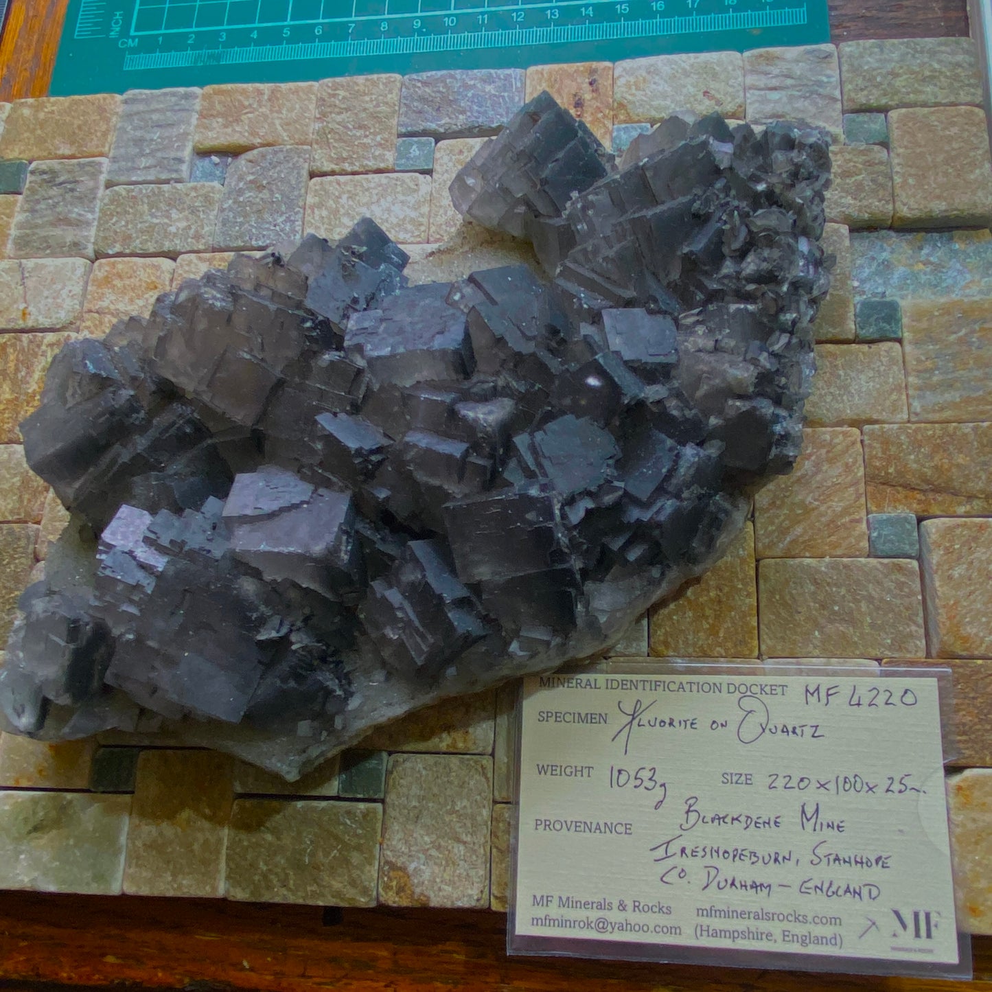 FLUORITE ON QUARTZ - BLACKDENE MINE, IRESHOPEBURN, STANHOPE, CO. DURHAM, ENGLAND