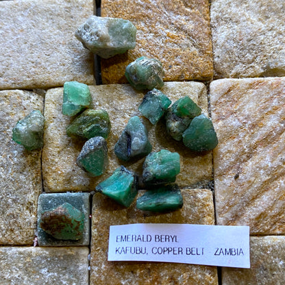 EMERALD BERYL x 14 : KAFUBU, COPPER BELT PROVINCE, ZAMBIA. 22.80Ct [4g+] MF5225