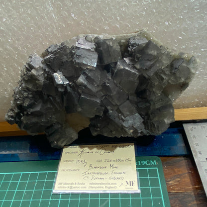 FLUORITE ON QUARTZ - BLACKDENE MINE, IRESHOPEBURN, STANHOPE, CO. DURHAM, ENGLAND