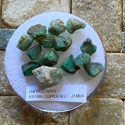 EMERALD BERYL x 14 : KAFUBU, COPPER BELT PROVINCE, ZAMBIA. 22.80Ct [4g+] MF5225