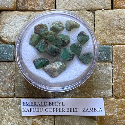 EMERALD BERYL x 14 : KAFUBU, COPPER BELT PROVINCE, ZAMBIA. 22.80Ct [4g+] MF5225