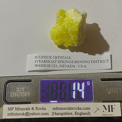SULPHUR CRYSTALLISATION : STEAMBOAT SPRINGS MINING DISTRICT, NEVADA, U.S.A. 14g MF5227