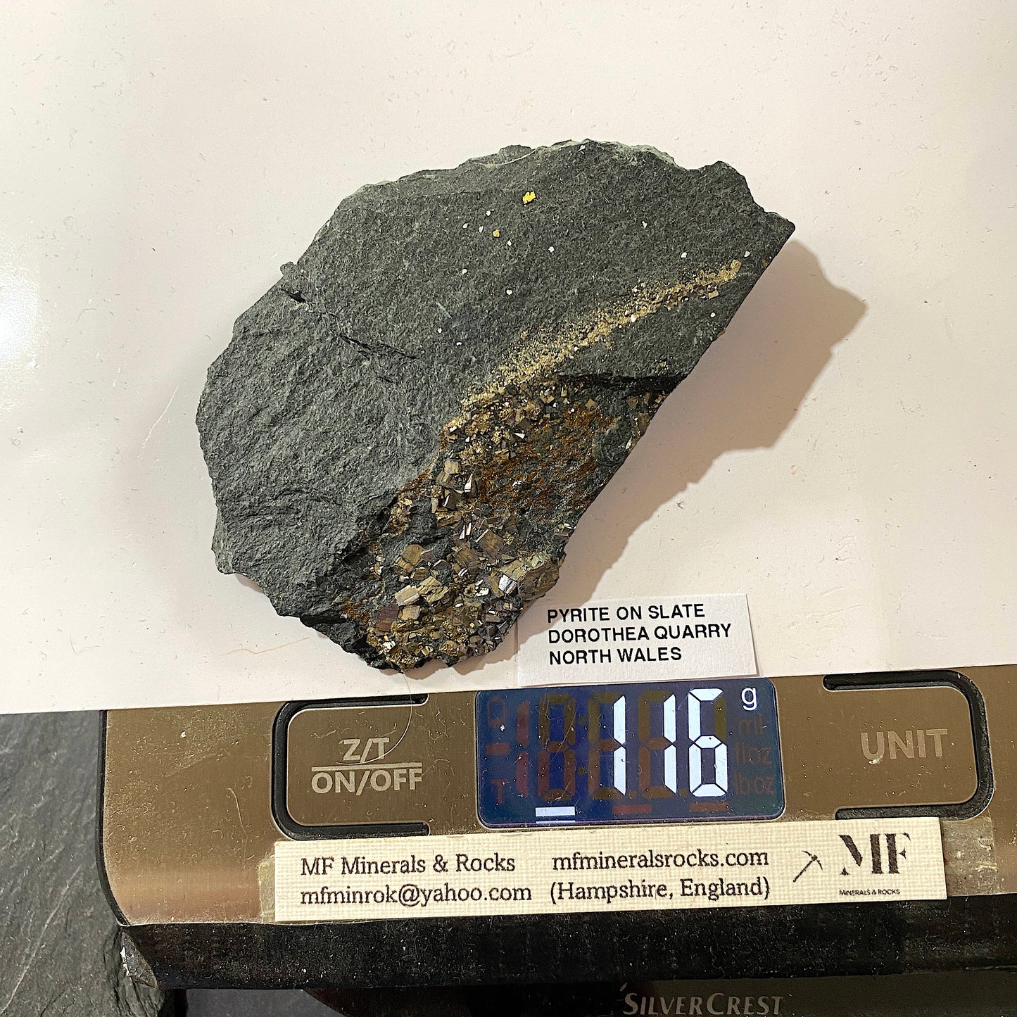 PYRITE ON SLATE : DOROTHEA QUARRY, NANTING VALLEY, SNOWDONIA, WALES 116g MF5237