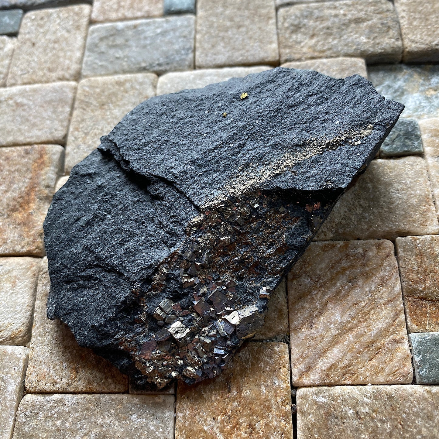 PYRITE ON SLATE : DOROTHEA QUARRY, NANTING VALLEY, SNOWDONIA, WALES 116g MF5237