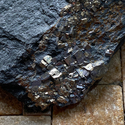 PYRITE ON SLATE : DOROTHEA QUARRY, NANTING VALLEY, SNOWDONIA, WALES 116g MF5237