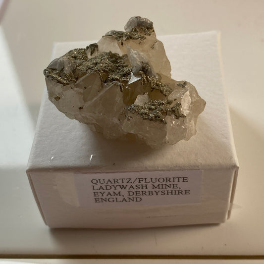 FLUORITE/PYRITE/QUARTZ FROM LADYWASH MINE, DERBYSHIRE, ENGLAND 27g MF2043